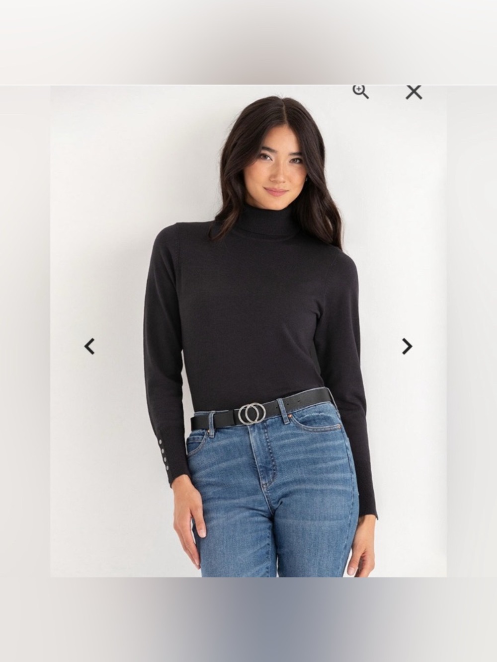 NEW Ricki's Womens Black Cashmere Blend Turtleneck Sweater Ribbed Cuffs Large